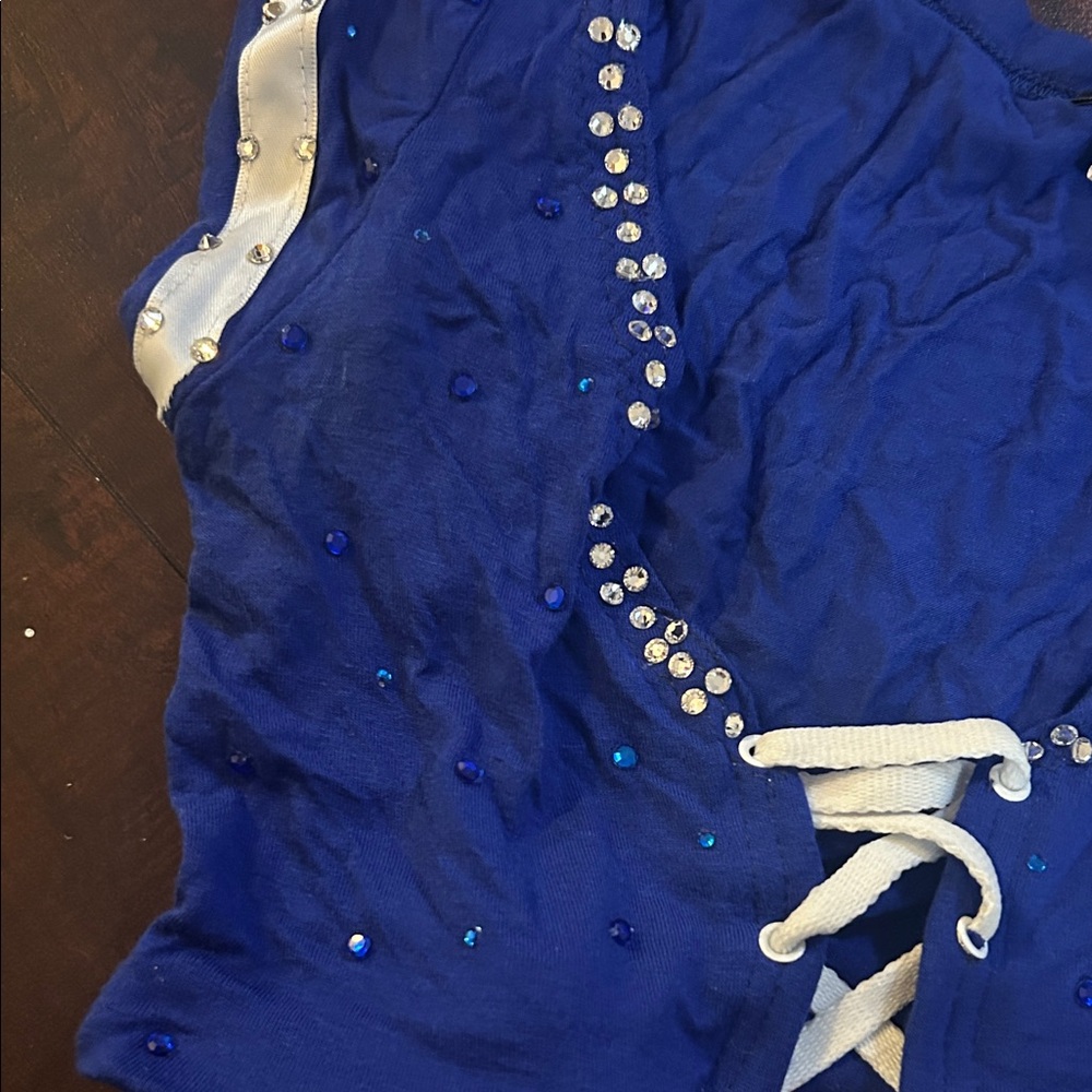 Blue Rhinestone Crop Top - Picture 3 of 3
